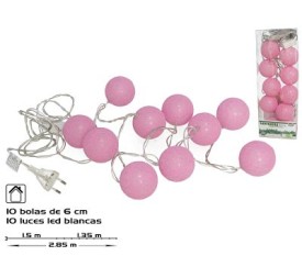 GUIRNALDA 10BOLAS ROSA LED 6CM 1,5+1,35M