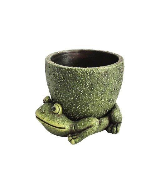 MACETERO CON PLATO RANA  18,1x16,3x13,2 cm.