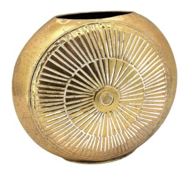 JARRON  REDONDO APERTURA SUPERIOR ORO 36X14,5 H32 METÁLICO