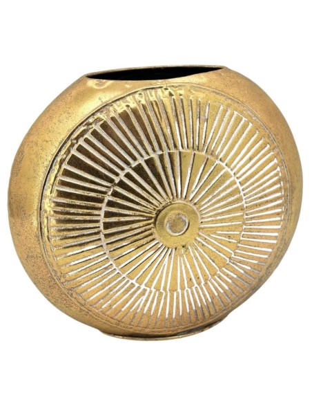 JARRON  REDONDO APERTURA SUPERIOR ORO 36X14,5 H32 METÁLICO