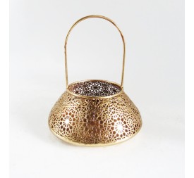 PORTAVELAS REDONDO PERFORADO ART DECO  D22 H26