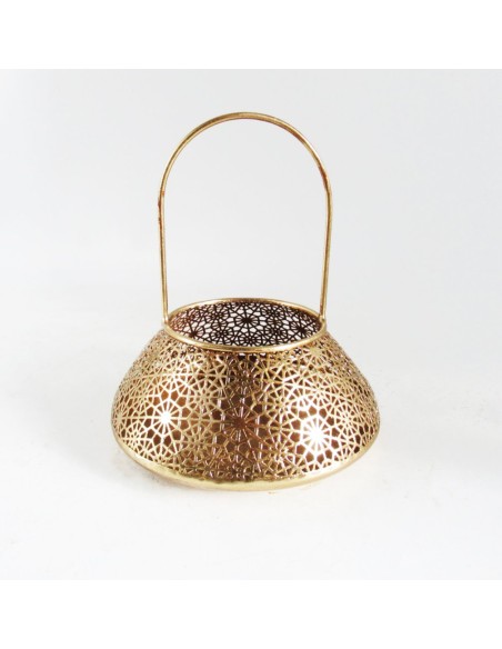 PORTAVELAS REDONDO PERFORADO ART DECO  D22 H26