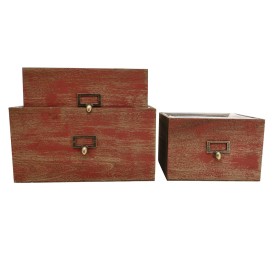 S/3  CAJAS RECTANGULARES VINTAGE  H16 - GR35X25 H18.5 ROJO