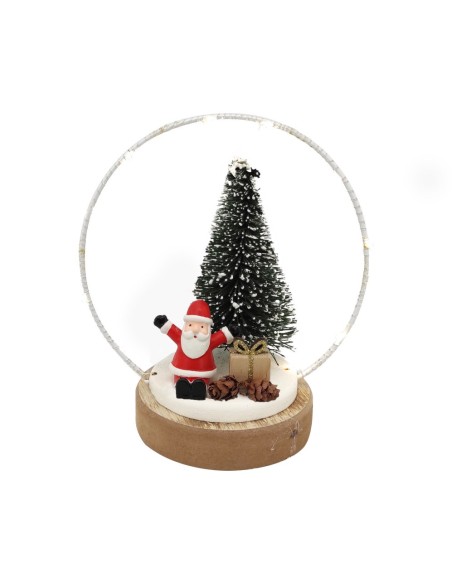 FIGURA  CIRCULAR CON LED Y SANTA CLAUS D17 H18