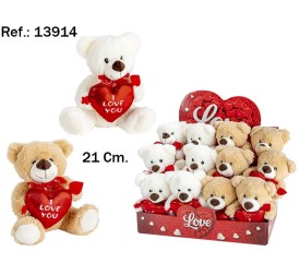 OSO CORAZON ROJO FLECHA I LOVE YOU 2 COL. 21CM