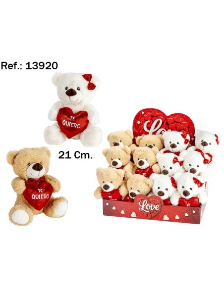 OSITO CHICO Y CHICA TE QUIERO 21CM. 2 COL.