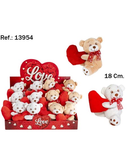 OSITO CORAZON DE LADO 18CM. EN EXP. (12)(72)