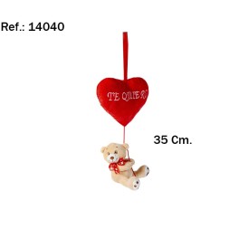 CORAZON OSO COLGANTE TE QUIERO 35CM. (12)(72)