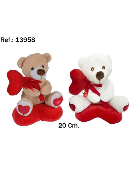 OSO CORAZON GLOBO 20CM. 2 COL. (12)(72)