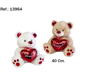 OSO 2 COL. CORAZON LOVE BRILLANTE 40CM. (2)(8)