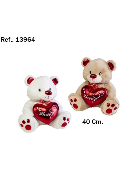 OSO 2 COL. CORAZON LOVE BRILLANTE 40CM. (2)(8)