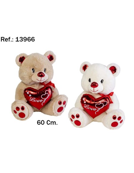 OSO 2 COL. CORAZON LOVE BRILLANTE 60CM. (2)(2)