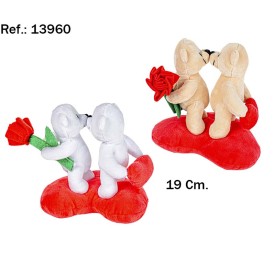 PAREJA OSITOS FLOR Y CORAZON 19CM. (12)(72)