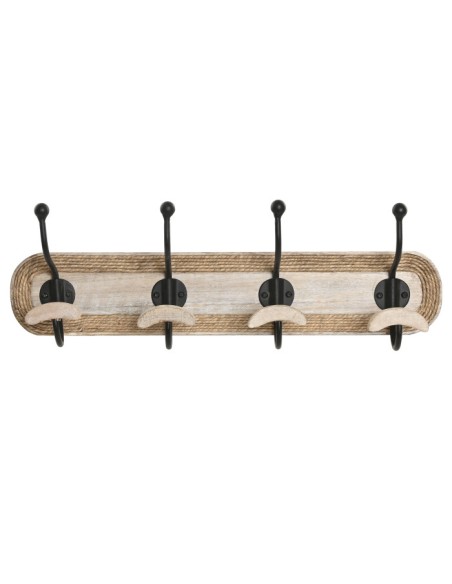 PERCHERO PARED MANGO CUERDA 52X10X18 4 GANCHOS