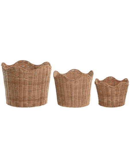 CESTA SET 3 RATAN METAL 30X30X25 NATURAL