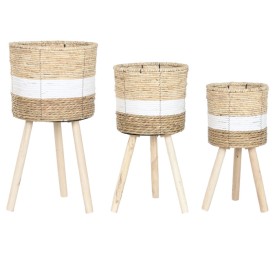 MACETERO SET 3 FIBRA 32X32X60 NATURAL BICOLOR