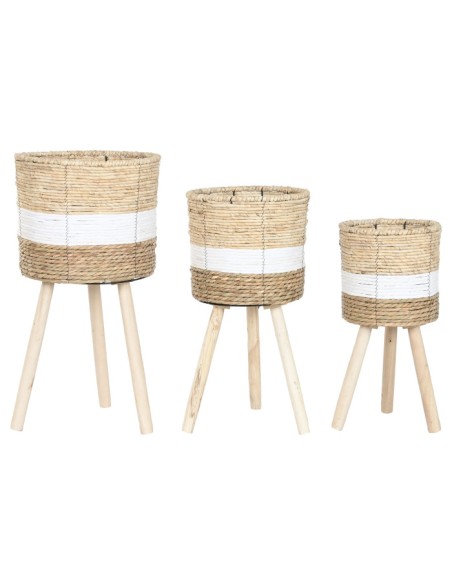 MACETERO SET 3 FIBRA 32X32X60 NATURAL BICOLOR