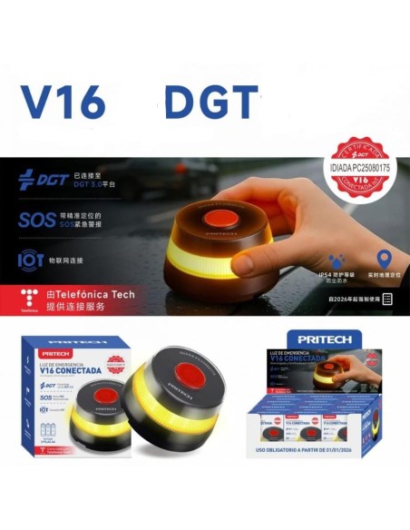 LUZ DE EMERGENCIA  V16 CONECTADA A DGT