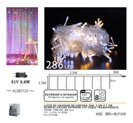 LUCES DE NAVIDAD DE CORTINA 286L 2.5M X 1.3M 
BLANCO+CALIDO EXTERIOR 31V