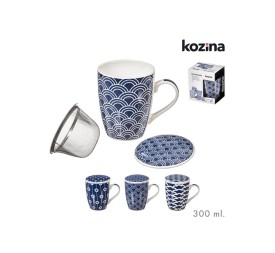 TAZA INFUSION C/ FILTRO 300 ml AZUL SURT/3