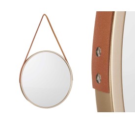 ESPEJO REDONDO ASA POLIPIEL CHAMPAGNE GRD