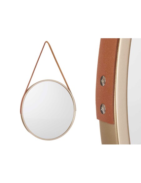 ESPEJO REDONDO ASA POLIPIEL CHAMPAGNE GRD