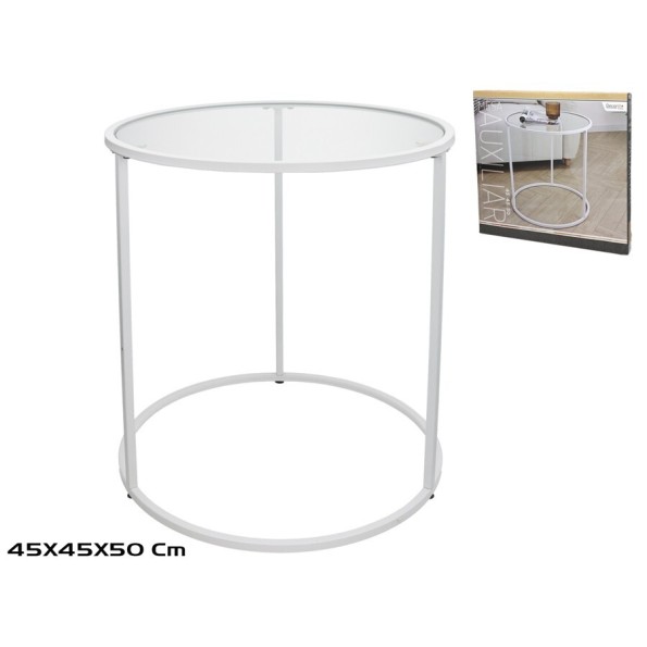 MESA AUXILIAR METAL+CRISTAL TEMPLADO PAXTON 45X45X