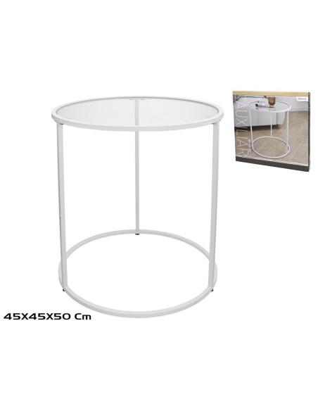 MESA AUXILIAR METAL+CRISTAL TEMPLADO PAXTON 45X45X