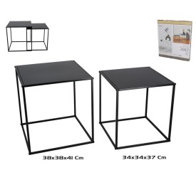SET 2 MESAS AUXILIARES METAL JANET 38X38X41CM NEGR