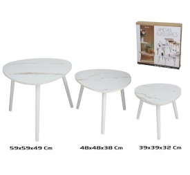 SET 3 MESAS AUXILIARES MADERA+MDF DARREN 59X59X49C