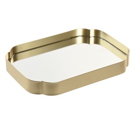 BANDEJA DECORACION ESPEJO METAL 26,5X19X3 DORADO