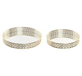 BANDEJA DECORACION SET 2 ESPEJO METAL 30X30X4,5