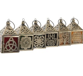 FAROLA METAL 6X6X10 HAMSA ARBOL DE LA VIDA 6 SURT.