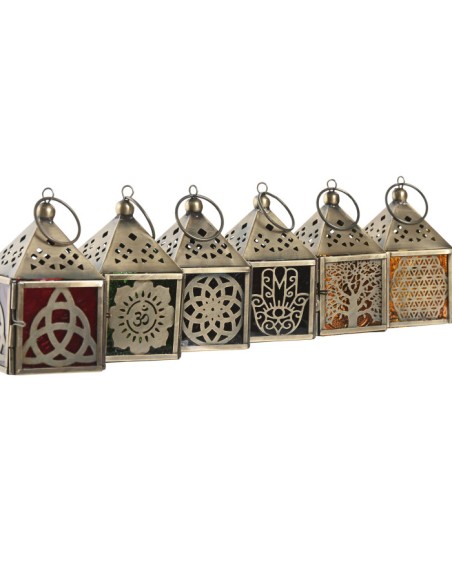 FAROLA METAL 6X6X10 HAMSA ARBOL DE LA VIDA 6 SURT.