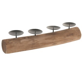 PORTAVELA TECA RECICLADA HIERRO 40X8X9 MARRON