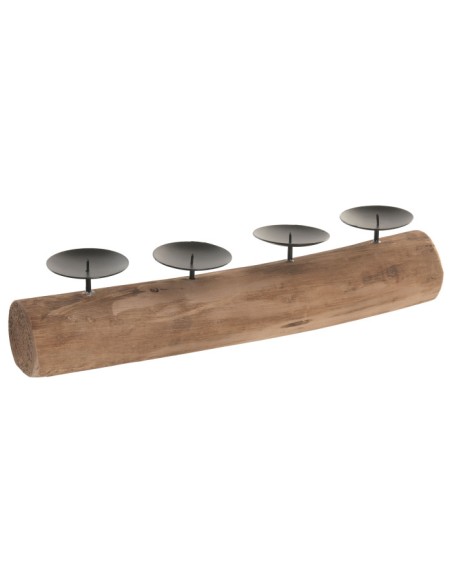 PORTAVELA TECA RECICLADA HIERRO 40X8X9 MARRON