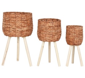MACETERO SET 3 FIBRA MADERA 34X34X60 NATURAL