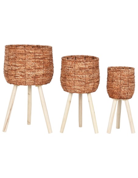MACETERO SET 3 FIBRA MADERA 34X34X60 NATURAL