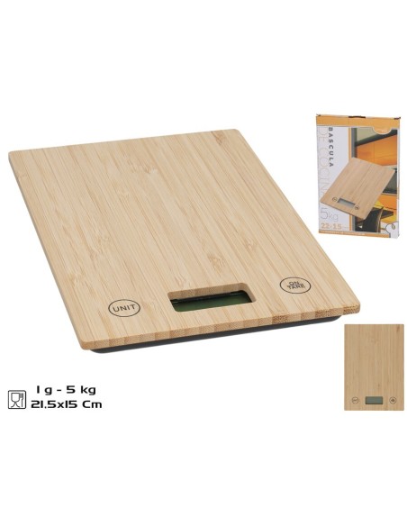 BASCULA COCINA BAMBU 5KG 21,5X15 CM XXX