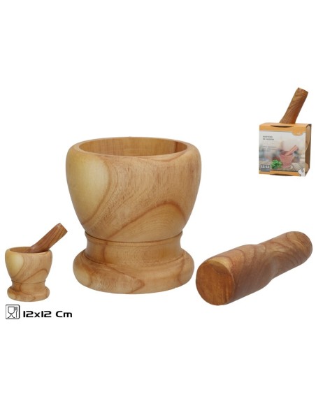 MORTERO MADERA CON MANGO MORIN 12X12CM