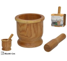 MORTERO MADERA CON MANGO MUMI 15X14CM