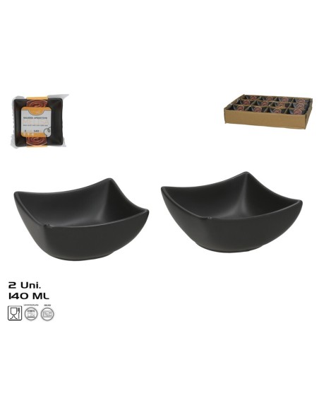 SALSERA APERITIVO X2 MELISA  9,2X9,2X4,3CM 140ML  NEGRO