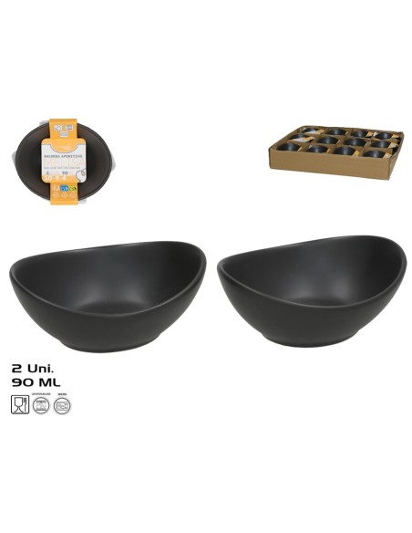 SALSERA APERITIVO X2 MELISA 90ML 10,3X8,8,X4,2CM NEGRO