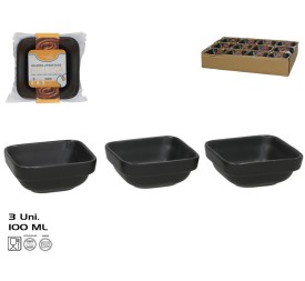 SALSERA APERITIVO X3 MELISA 100ML 8X8X3,2CM NEGRO