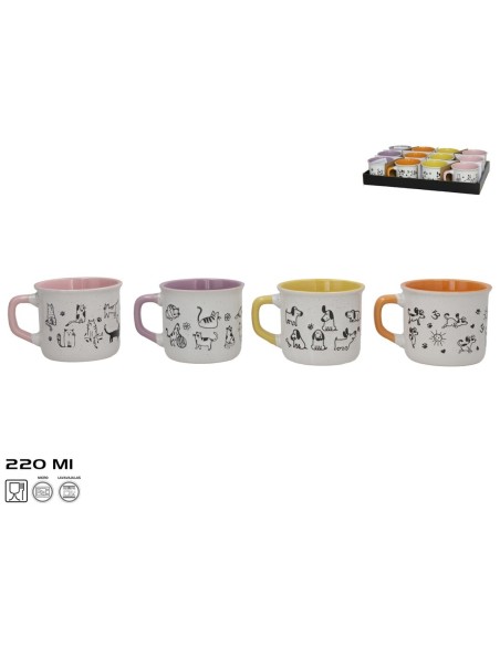 TAZA MUG 220ML GACIJA GRES 4 SURT.