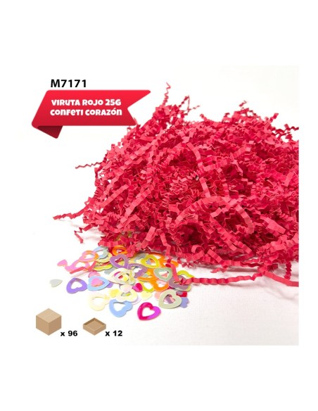 VIRUTAS DE PAPEL ONDULADO ROJO+ CONFETI 25G