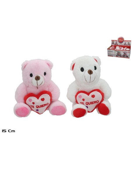 EXPOSITOR PELUCHE CORAZON TE QUIERO 15 CM