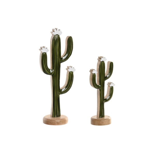 DECORACION SET 2 MANGO 15X8X35 CACTUS LACADO VERDE