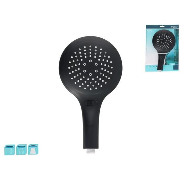 DIFUSOR DUCHA 3 FUNC. 15X27CM NEGRO