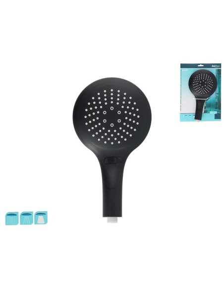 DIFUSOR DUCHA 3 FUNC. 15X27CM NEGRO
